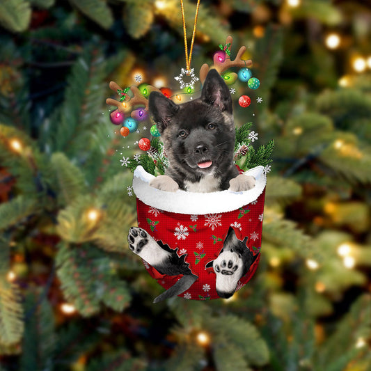Akita In Snow Pocket Christmas Ornament Flat Acrylic Dog Ornament,Christmas Shape Ornament, Happy Christmas Ornament, Christmas Ornament Gift, Christmas Gift, Christmas Decoration