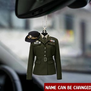 Female Army Uniform Personalized Acrylic Ornament, Female Army Car Ornament, Christmas Decoration