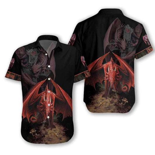 I Love Red Dragon Ornamental Hawaiian Shirt, Hawaiian For Gift