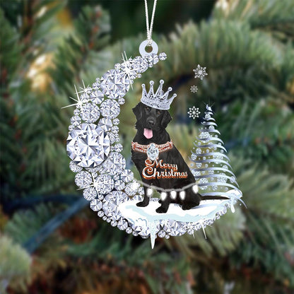 Flat Coat Retriever Diamond Moon Merry Christmas Ornament Christmas Gift For Dog Lover,Christmas Gift,Christmas Decoration