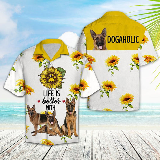 Life Is Better With German Shepherd Gift For Dogaholic Hawaiian Shirt, Hawaiian Shirt Gift, Christmas Gift