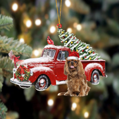 Cavalier King Charles Spaniel-Cardinal & Truck Two Sided Christmas Plastic Hanging Ornament, Happy Christmas Ornament, Christmas Gift, Christmas Decoration