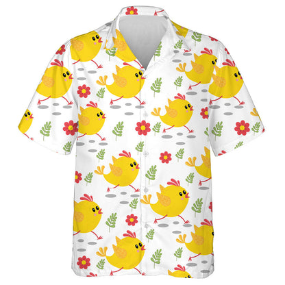 Running Chickens With Flowers And Butterflies 1 Hawaiian Shirt, Hawaiian Shirt Gift, Christmas Gift