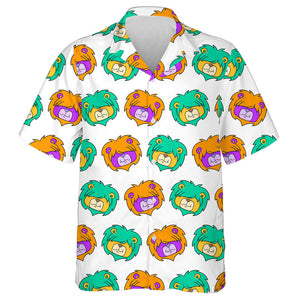 Colorful Funny Lion With Long Mane Hawaiian Shirt, Hawaiian For Gift