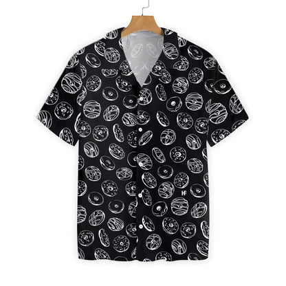 Donut On Black Background Pattern Hawaiian Shirt, Hawaiian Shirt Gift, Christmas Gift