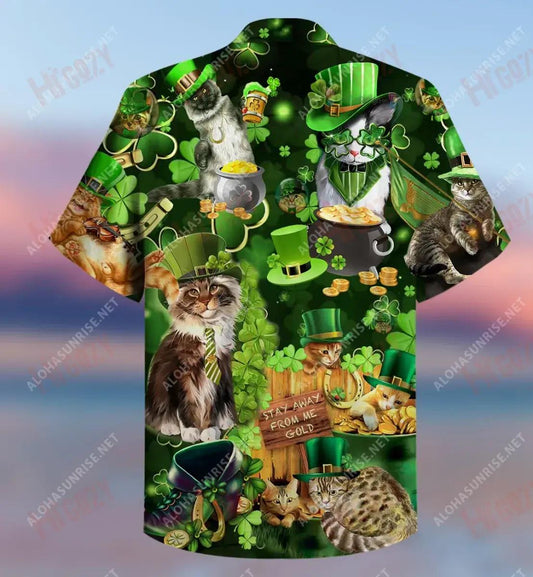 Cats And Four Leaf Clover Short Hawaiian Shirt Vacation Short Sleeve Tactical Hawaiian Shirt Hawaiian Shirts For Men, Hawaiian Shirt Gift, Christmas Gift
