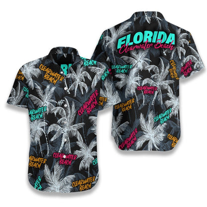 Clearwater Beach Coconut Tree Seamless Hawaiian Aloha Shirt Hawaiian Shorts Beach Short Sleeve_Hawaii Shirt, Hwaiian For Gift