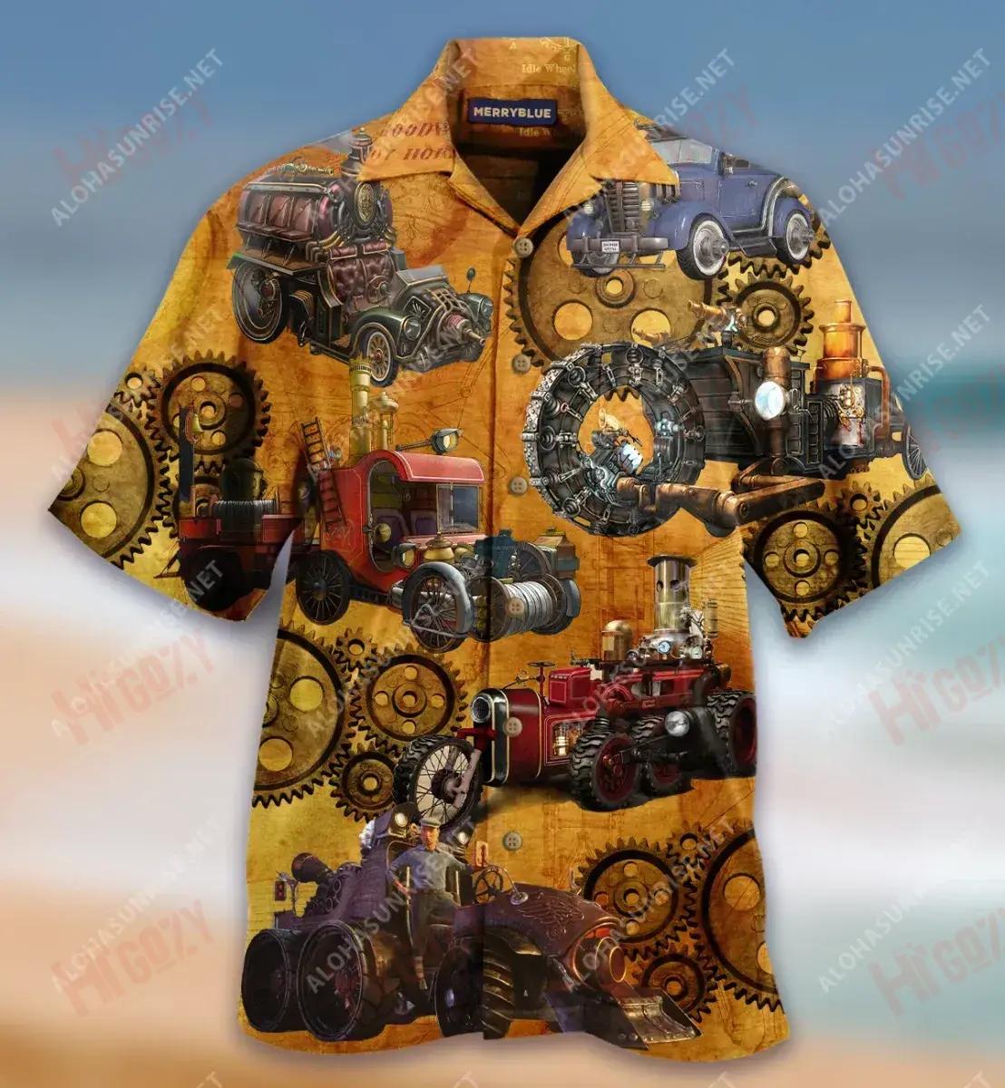 Our Steampunk World Unisex Short Sleeve Shirt Ocean Hawaiian T Shirts Custom Hawaiian Shirts Hawaiian Shirt Pattern, Hawaiian Shirt Gift, Christmas Gift