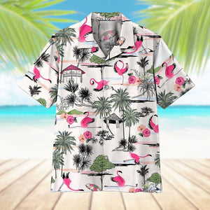 Pink Flamingo Yoga Nice Ornamental Hawaiian Shirt,Hawaiian Shirt Gift, Christmas Gift