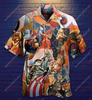 Amazing Cats Band Short Short Sleeve Shirt Summer Hawaiian T Shirts Tactical Hawaiian Shirt Hawaiian Shirts For Men, Hawaiian Shirt Christmas Gift