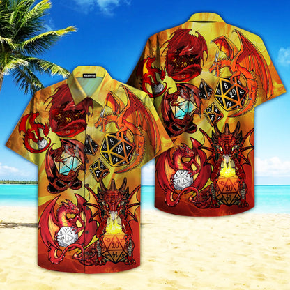 Dragon Hawaiian Shirt - Red Dragon And Dice Hawaiian Shirt - Dragon Themed Gifts, Hawaiian Shirt Gift, Christmas Gift