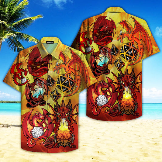 Dragon Hawaiian Shirt - Red Dragon And Dice Hawaiian Shirt - Dragon Themed Gifts, Hawaiian Shirt Gift, Christmas Gift
