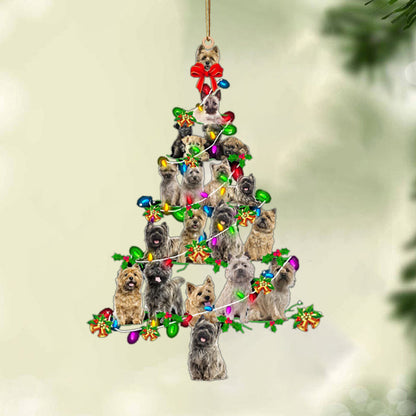 Cairn Terrier-Christmas Tree Lights-Two Sided Christmas Plastic Hanging Ornament, Happy Christmas Ornament, Christmas Gift, Christmas Decoration