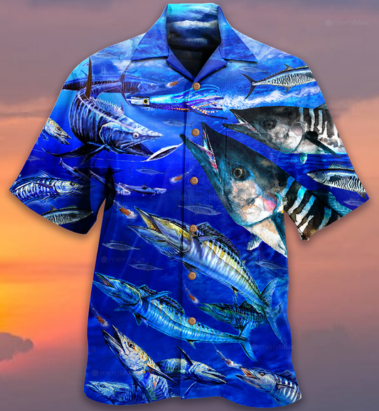 Fish Love Ocean Blue - Hawaiian Shirt, Hawaiian Shirt Gift, Christmas Gift
