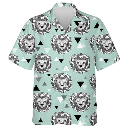 Geometric Jungle Animal Doodle Sketch Illustration Lion Hawaiian Shirt, Hawaiian Shirt Gift, Christmas Gift