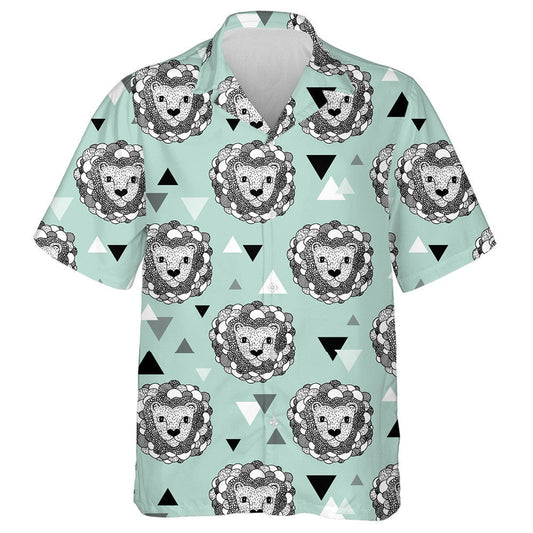 Geometric Jungle Animal Doodle Sketch Illustration Lion Hawaiian Shirt, Hawaiian Shirt Gift, Christmas Gift