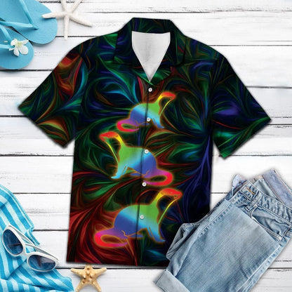 Awesome Otter Neon Color Art Illusion Themed Hawaiian Shirt, Hawaiian Shirt Gift, Christmas Gift