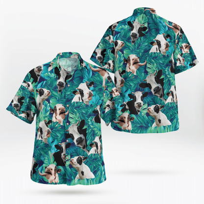 Dairy Cow Pattern Hawaiian Beach Shirt, Hawaiian Shirt Gift, Christmas Gift