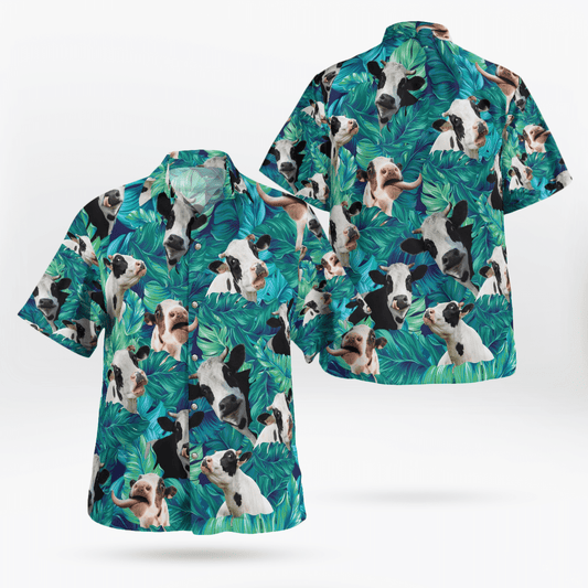 Dairy Cow Pattern Hawaiian Beach Shirt, Hawaiian Shirt Gift, Christmas Gift