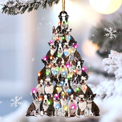 Boston terrier lovely tree gift for boston terrier lover gift for dog mom Christmas Plastic Hanging Ornament, Christmas Ornament Gift, Christmas Gift, Christmas Decoration