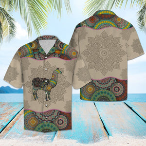 Stand Still Llama Mandala Flower Patchwork Pattern Hawaiian Shirt, Hawaiian Shirt Gift, Christmas Gift