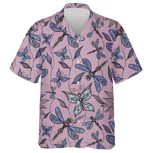 Vintage Style Butterflies And Dragonflies With Leaves Hawaiian Shirt, Hawaiian Shirt Gift, Christmas Gift