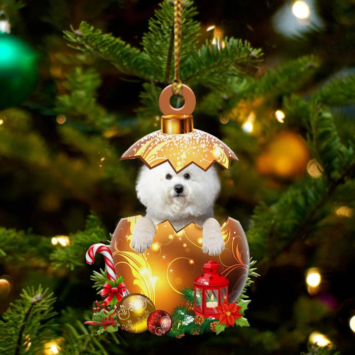 Cute Bichon-Frise In Golden Egg Christmas Ornament, Pet Love Gift, Christmas Ornament, Christmas Gift