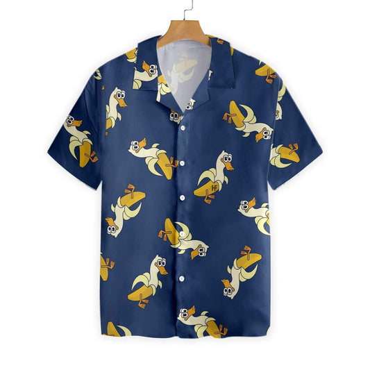 Dark Blue Background It's Just A Banana Duck Hawaiian Shirt, Hawaiian Shirt Gift, Christmas Gift
