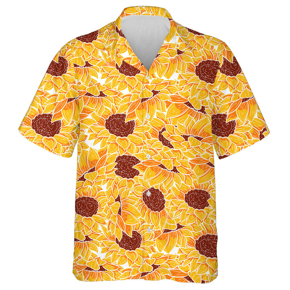 Floral Repetition Background With Spring Sunflower Floral Elements Hawaiian Shirt, Hawaiian Shirt Gift, Christmas Gift