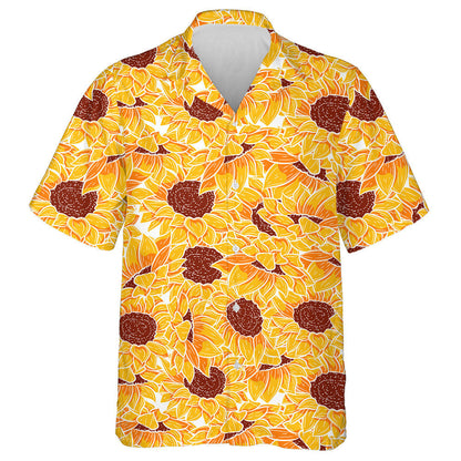Floral Repetition Background With Spring Sunflower Floral Elements Hawaiian Shirt, Hawaiian Shirt Gift, Christmas Gift