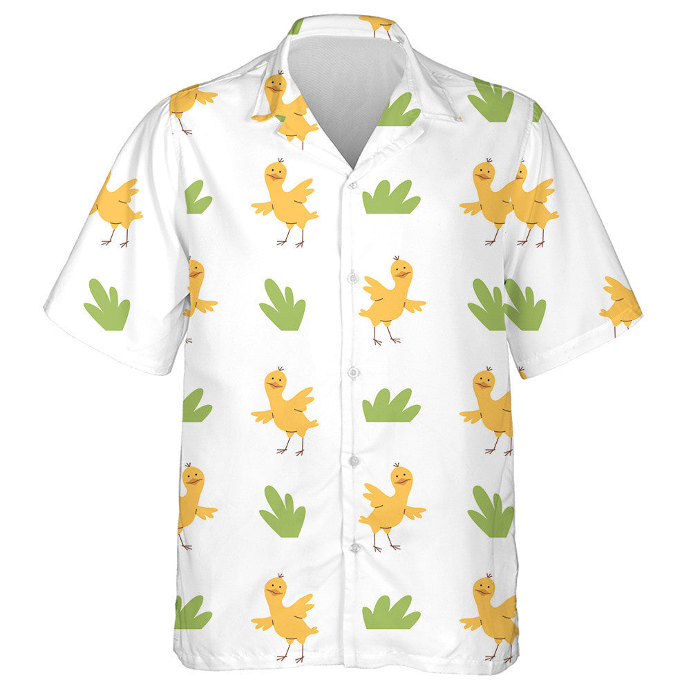 Funny Little Chicken Dancing With Grass Hawaiian Shirt,Hawaiian Shirt Gift, Christmas Gift
