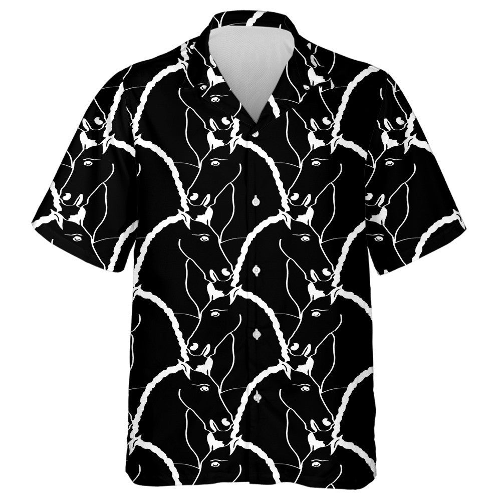 Abstract Hand Drawing Horse Head Silhouettes Hawaiian Shirt, Hawaiian Shirt Gift, Christmas Gift
