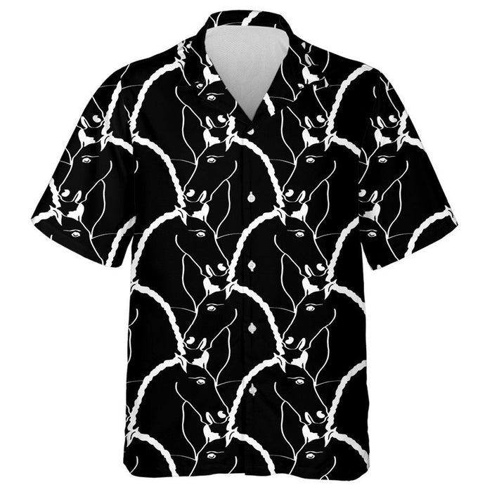 Abstract Hand Drawing Horse Head Silhouettes Hawaiian Shirt, Hawaiian Shirt Gift, Christmas Gift