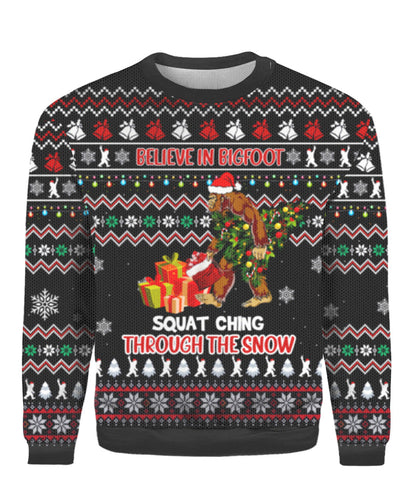 Believe In Bigfoot Squat Ugly Christmas Sweater,Christmas Gift,Gift Christmas 2022
