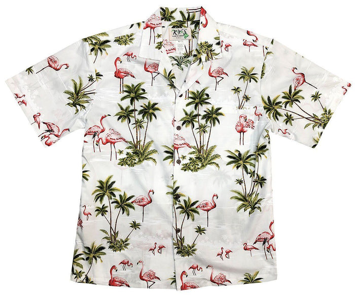 Flamingo Isle White Hawaiian Shirt_ Hawaiian Shirt Gift, Christmas Gift