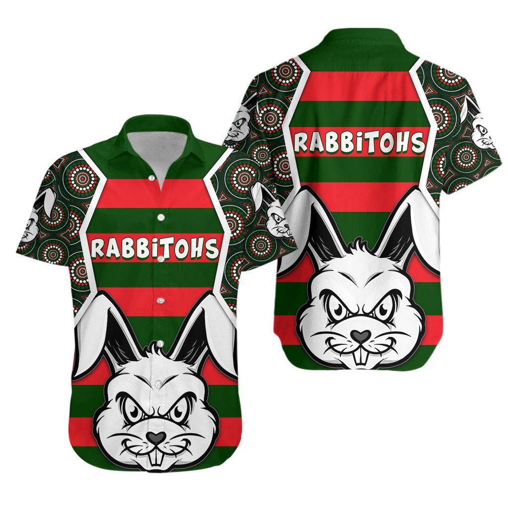 Rabbitohs Hawaiian Aloha Shirt Th5 Hawaiian Shorts Beach Short Sleeve, Hawaiian Shirt Gift, Christmas Gift