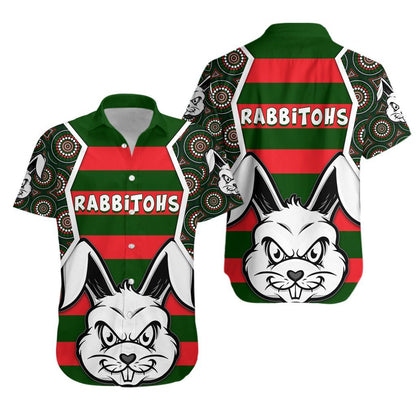 Rabbitohs Hawaiian Aloha Shirt Th5 Hawaiian Shorts Beach Short Sleeve, Hawaiian Shirt Gift, Christmas Gift