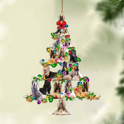 Afghan Hound-Christmas Tree Lights-Two Sided Christmas Plastic Hanging Ornament, Christmas Ornament Gift, Christmas Gift, Christmas Decoration
