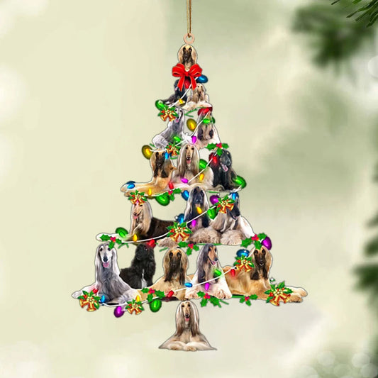 Afghan Hound-Christmas Tree Lights-Two Sided Christmas Plastic Hanging Ornament, Christmas Ornament Gift, Christmas Gift, Christmas Decoration