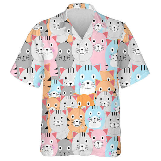 Cute Cat Pastel Cartoon Draw Comic Art Hawaiian Shirt, Hawaiian Shirt Gift, Christmas Gift