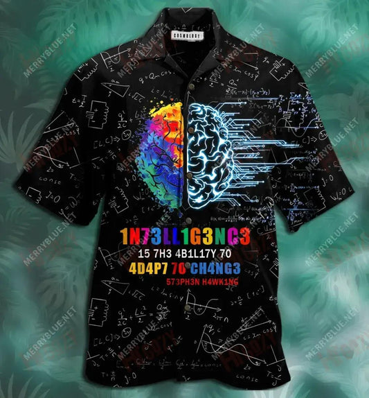 Funny Intelligence Unisex Short Sleeve Shirt Vacation Hawaiian T Shirts Hawaiian Crazy Shirts Hawaiian Shirts For Men, Hawaiian Shirt Gift, Christmas Gift