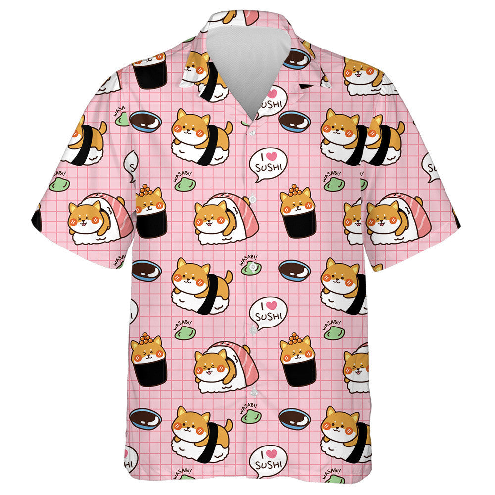 Shiba Inu Sushi With Wasabi Isolated Background Hawaiian Shirt, Hawaiian Shirt Gift, Christmas Gift