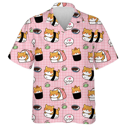 Shiba Inu Sushi With Wasabi Isolated Background Hawaiian Shirt, Hawaiian Shirt Gift, Christmas Gift