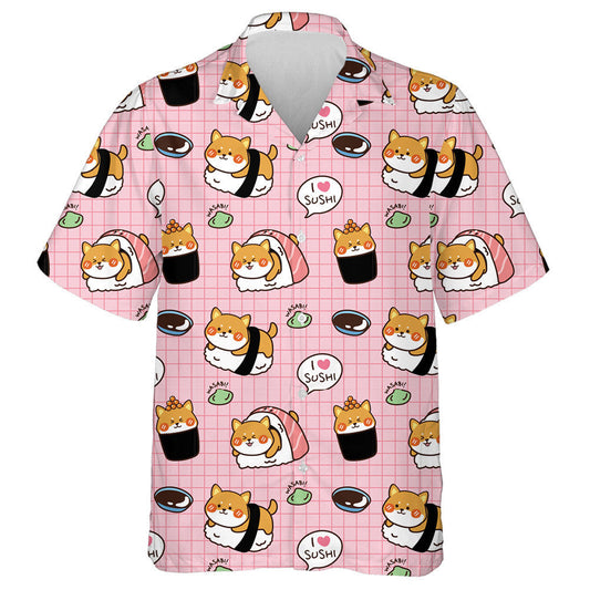 Shiba Inu Sushi With Wasabi Isolated Background Hawaiian Shirt, Hawaiian Shirt Gift, Christmas Gift