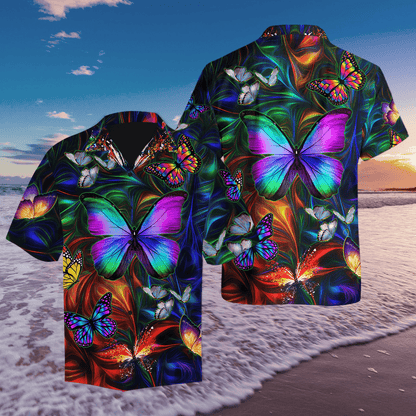 Colorful Butterfly Unisex Hawaiian Shirts Summer Shirt Party, Hawaiian Shirt Gift, Christmas Gift