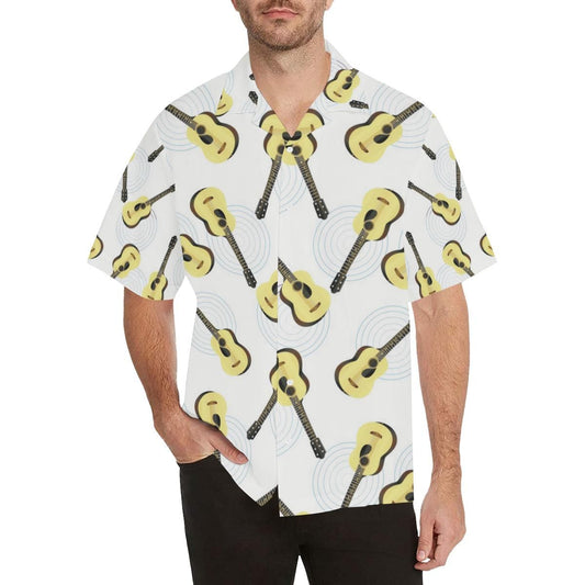 Classic Guitar Theme Pattern Men'S All Over Print Hawaiian Aloha Shirt Hawaiian Shorts Beach Short Sleeve_Hawaiian Shirt Gift, Christmas Gift