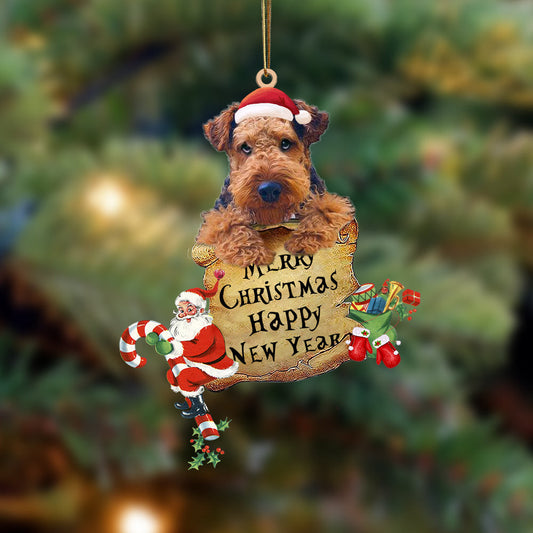 Airedale Terrier-Christams & New Year Two Sided Christmas Plastic Hanging Ornament, Christmas Ornament Gift, Christmas Gift, Christmas Decoration