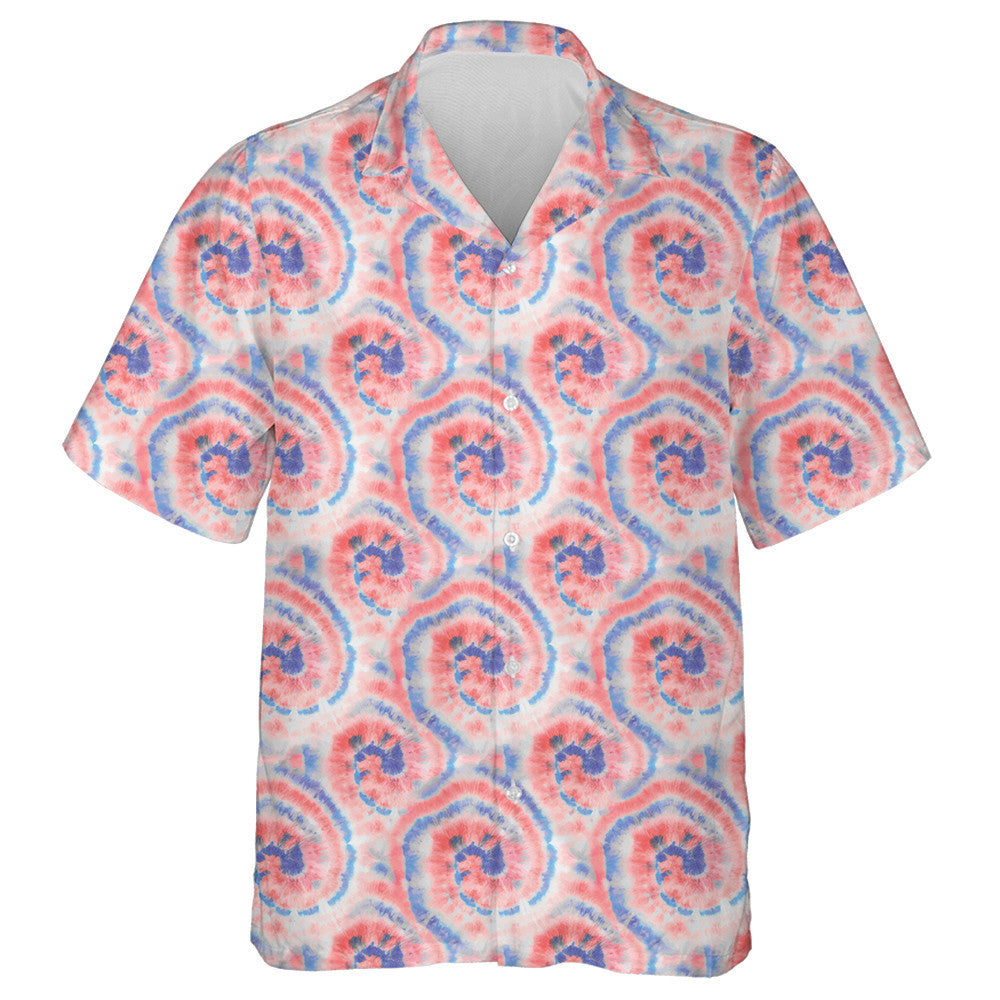 Red And Blue Tie Dye Swirl Spiral Pattern Hawaiian Shirt, Hawaiian Shirt Gift, Christmas Gift