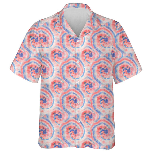 Red And Blue Tie Dye Swirl Spiral Pattern Hawaiian Shirt, Hawaiian Shirt Gift, Christmas Gift