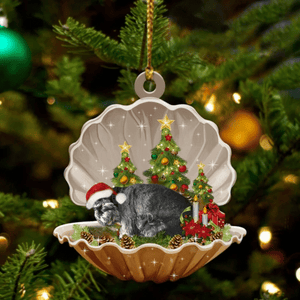 Cute Standard Schnauzer Sleeping in Pearl Dog Christmas Ornament Flat Acrylic, Pet Love Gift, Christmas Ornament, Christmas Gift